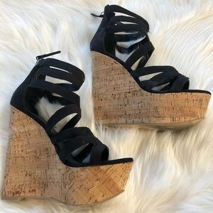 JustFab Black Summer Wedges